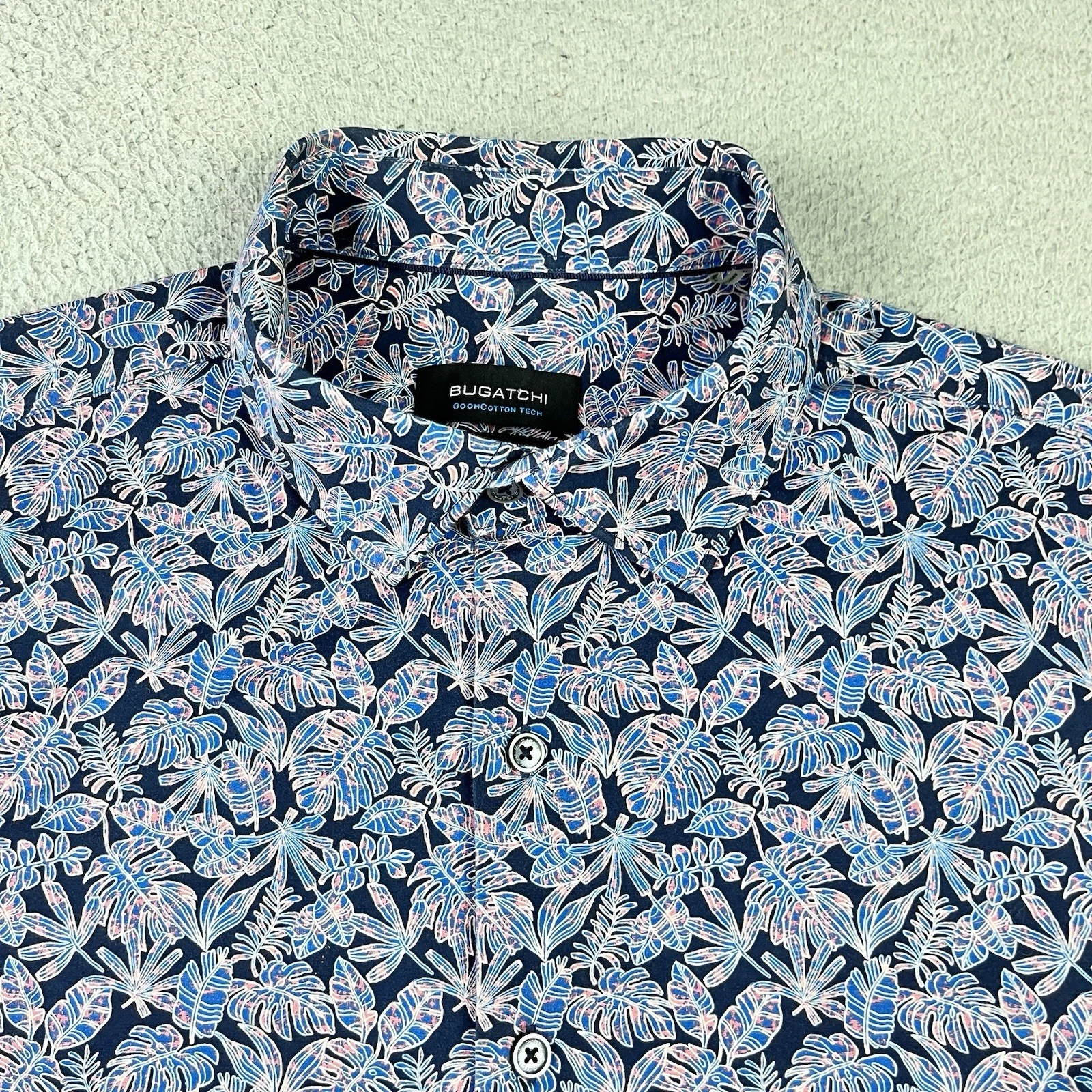 Bugatchi Shirt Mens XL Blue Floral OoohCotton Tech 8 Way Stretch Button Up
Opens in a new window or