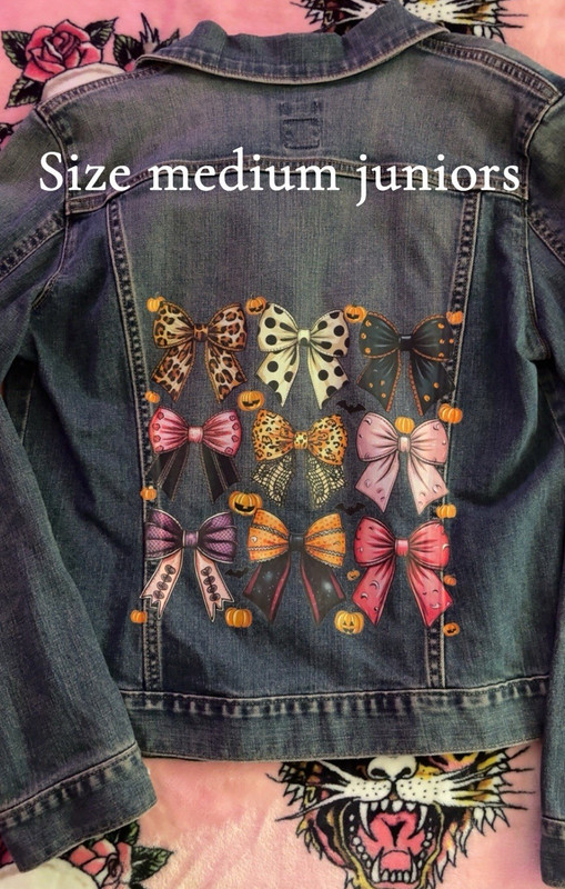 AriZona Girls Blue Denim Jacket Butterfly Embroidered Long Sleeve Medium
