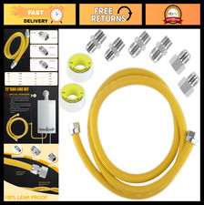 72" Flexible Gas Line Hose Kit with Connectors for Dryer, Stove, Water Heater