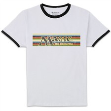 Image of Magic: The Gathering Retro Logo Ringer Tee Adults | Official | White/Black
