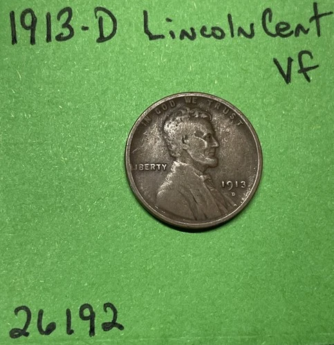 1913-D Lincoln Wheat Cent / Penny 1c Vf Very Fine