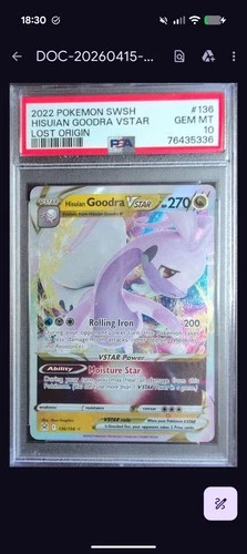Hisuian Goodra VSTAR SWSH Lost Origin Card 136/196 PSA 10 Pokémon