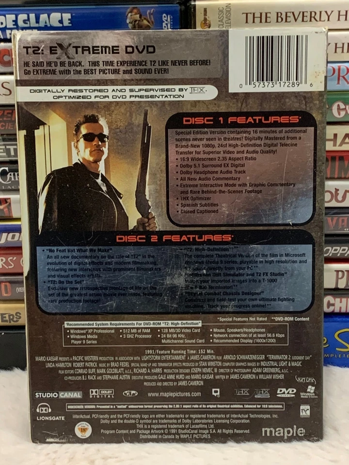 Terminator 2 T2 Extreme DVD Special Edition 2 Disc Collector Movie Action SciFi - Image 2 of 2