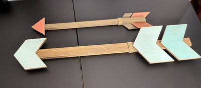 Hobby Lobby Set of 2 Wooden Arrow Wall Hangings Multicolor Mounting Hardware