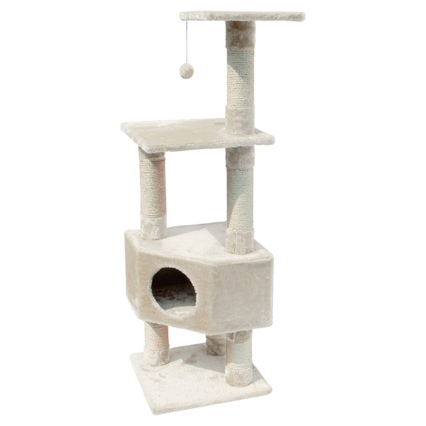 Kratzbaum Classic Loonaa Creme 135Cm Europet Bernina FüR Katzen Eckmodell-image