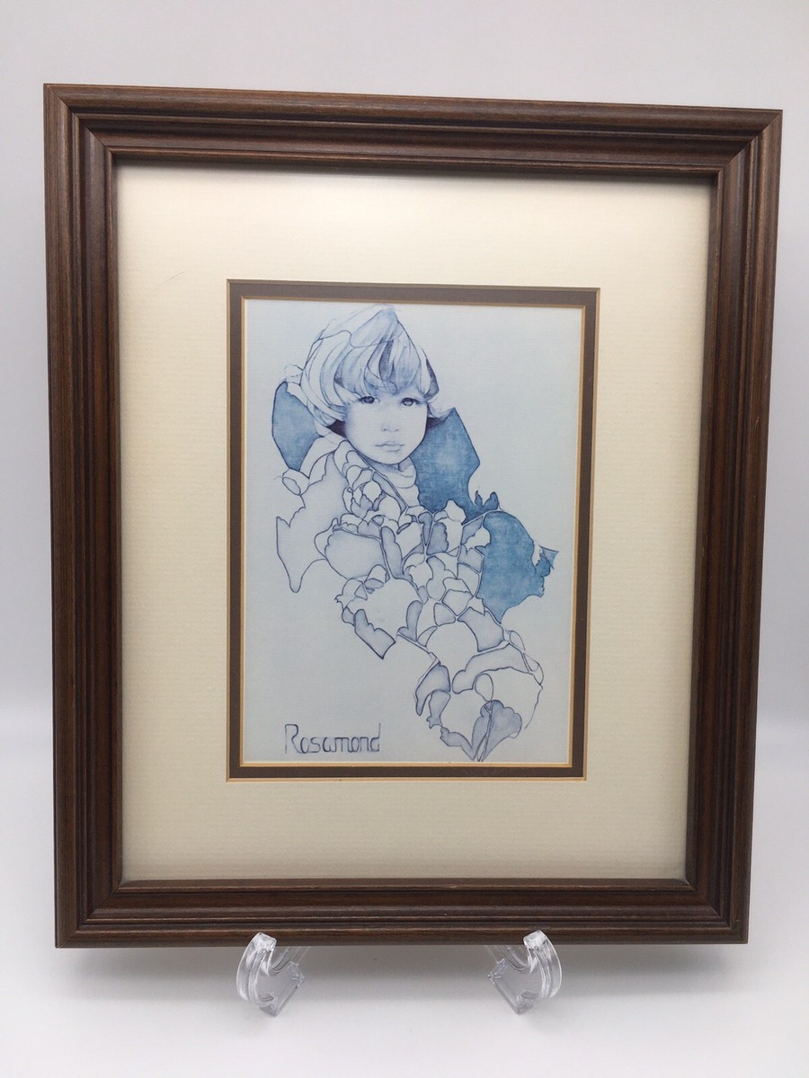 Christine Rosamondの額入りプリント ガラスウォールデコ Vintage Christine Rosamond Garden Child And Stacy Framed And
