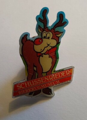 Rudolph The Red Nose Deer Pin Anstecker Anstecknadel Schussenried Bier Bierkrug