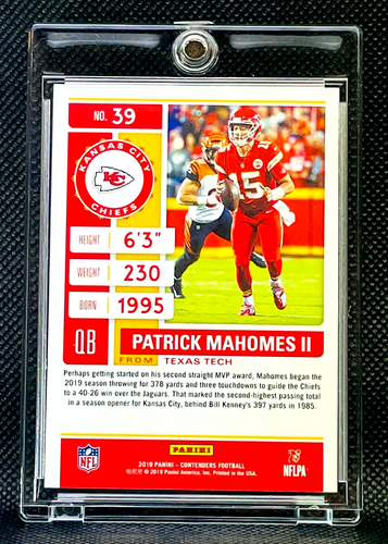 PATRICK MAHOMES - Panini NFL Contenders Season Ticket MVP - MINT - SUPER BOWL - Picture 2 of 3