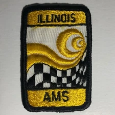 Illinois AMS Racing Vintage Embroidered Patch c1970's VGC w/ Checkered Flag Art