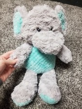 Spark Create Imagine Gray Aqua Elephant Plush Stuffed Animal Rattle Crinkle Toy