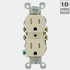 LEVITON ALMOND Grounded Tamper Resistant WALL OUTLET 15A 125V 10 PACK T5320-TMP