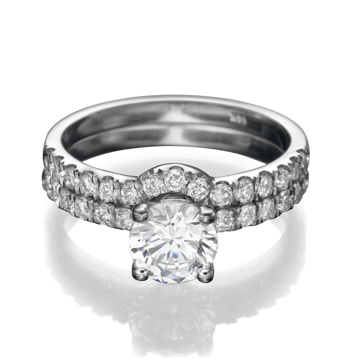 AMDXD 18K White Gold Engagement Ring – 1.2ct Oval Lab Emerald & Moissanite Side Stones