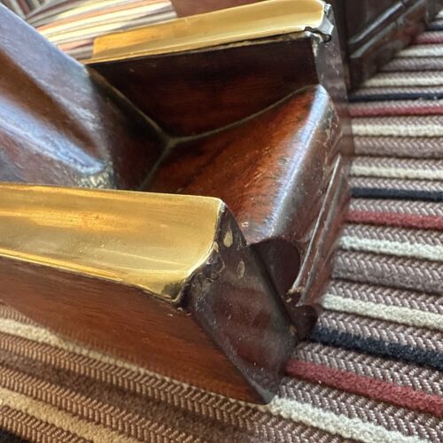 Art Deco Pipe Rest Armchairs Oak And Brass Trim Smoking Paraphernalia - Picture 5 of 11