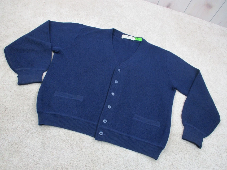 VINTAGE Peruvian Connection Cardigan Sweater Men Large Alpaca Blue Grandpa Peru - Image 2 of 4