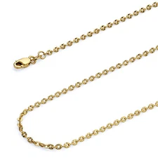 Wellingsale 14k Yellow Gold 2mm Hollow Sunny Chain Necklace