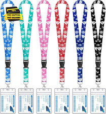 6 Pack Cruise Lanyard for Ship Cards Detachable Lanyards with Waterproof ID Badg