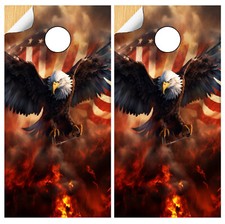 C330 Eagle Flag Cornhole Board Wraps LAMINATED Wrap Decals Vinyl Sticker Skins