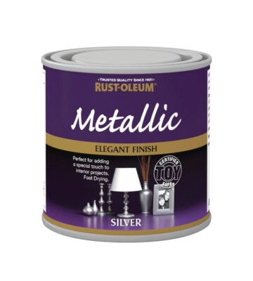 Rust-Oleum Mehrzweck Premium Pinselfarbe Innen Metallic Silber 250ml - Neu