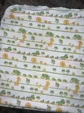Circo Receiving Blanket Yellow Green White Stripe Giraffe Elephant Lion Zebra
