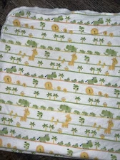 Circo Receiving Blanket Yellow Green White Stripe Giraffe Elephant Lion Zebra