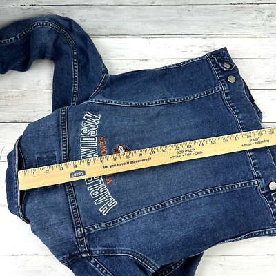 【Harley-Davidson】 Denim Jacket 刺繍 SizeM Harley-Davidson Embroidered Denim Jacket Size: L Light blue