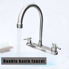 Brushed Nickel RV Kitchen Sink Faucet 3 Hole Centerset Vanity Mixer with Drain