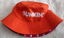 Dunkin Donuts Unisex Reversible Orange  Mauve Purple Bucket Hat Dunkin'
