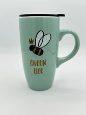 QUEEN BEE CERAMIC TRAVEL COFFEE MUG WITH LID BY SHEFFIELD HOME