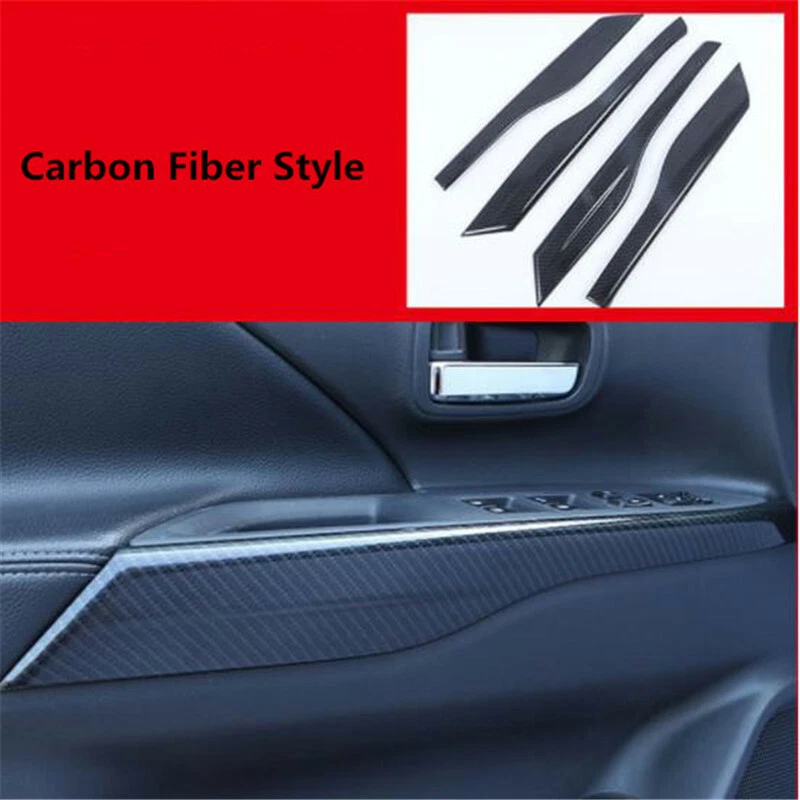 Cubierta de reposabrazos de puerta interior de fibra de carbono para Mitsubishi Outlander 2013-2021 Foto 2 de 4