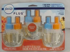 Febreze Plug Refill ScentesdOil Refill Air Freshener, Hawaiian Aloha, Pack of 3