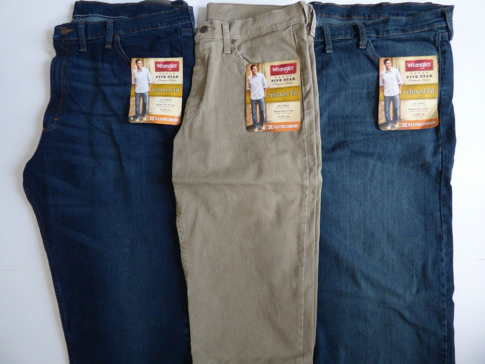 Mens Wrangler Five Star Relaxed Fit Jean with Flex - Size Regular & Big |  eBay