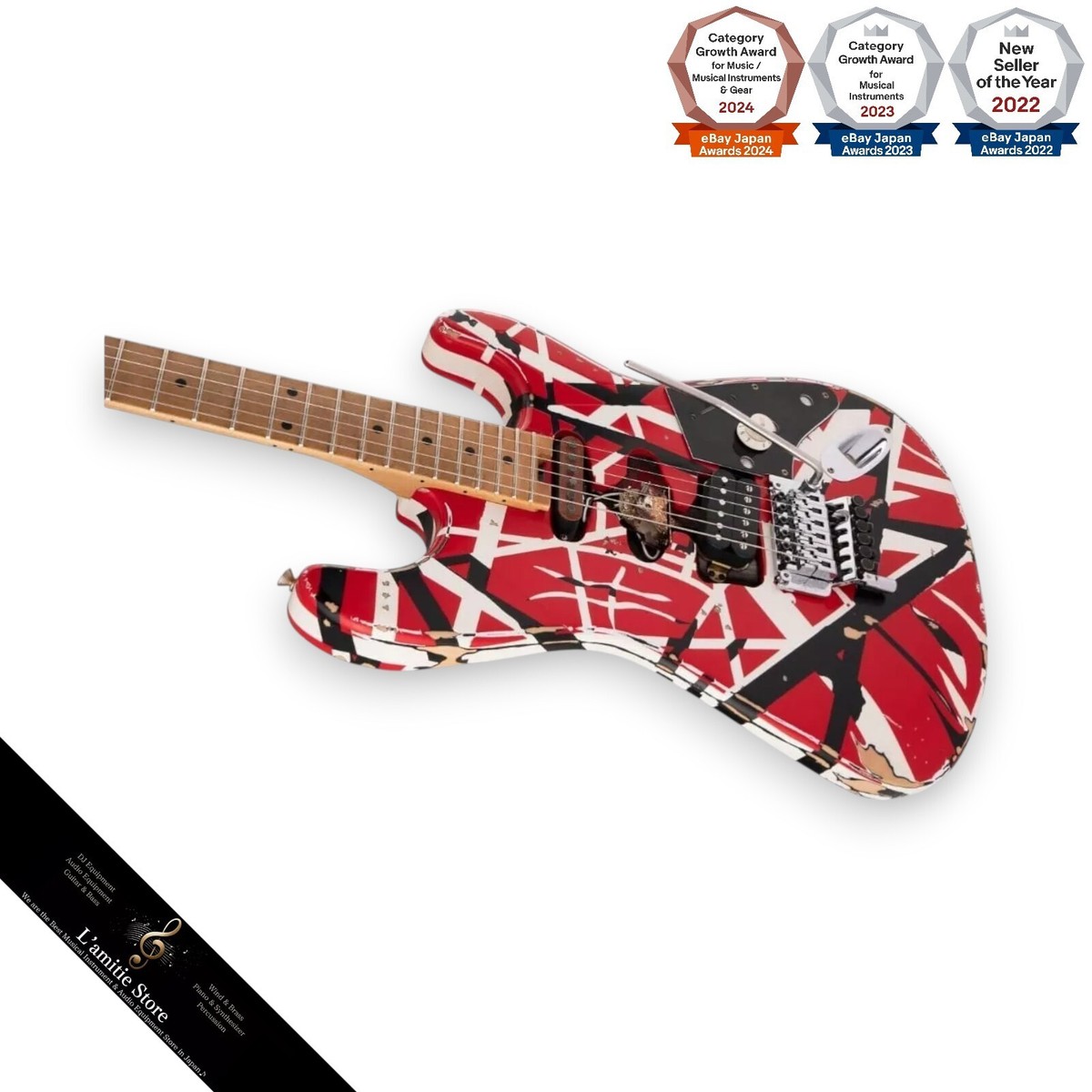 EVH Striped Series Frankenstein Frankie Red with Black