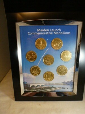 PORT CANAVERAL BLENDED FLOWN BOOSTER METAL SPACE SHUTTLE 7 PC MEDALLION SET 