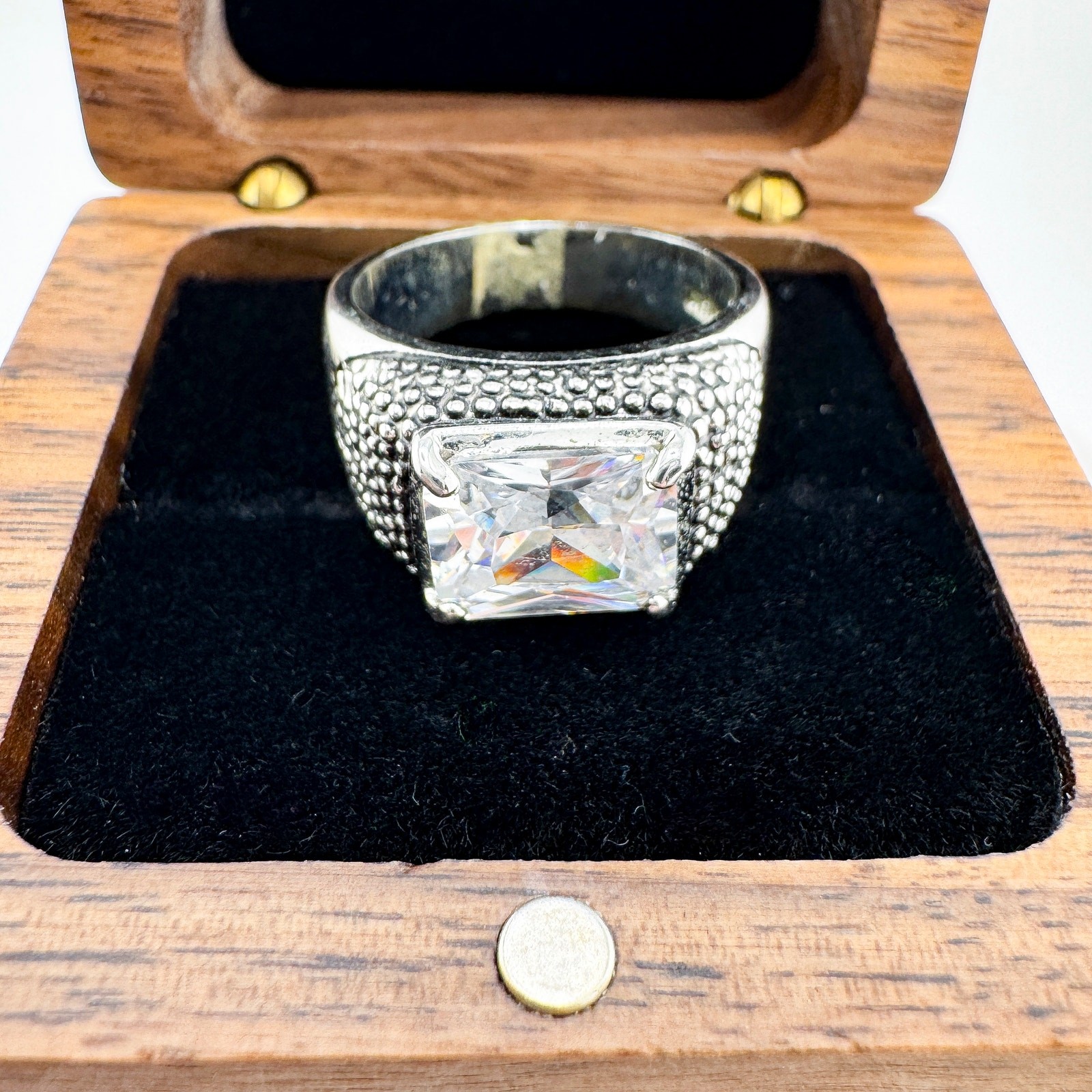 Vintage Textured Rectangle Statement Ring Chunky … - image 6