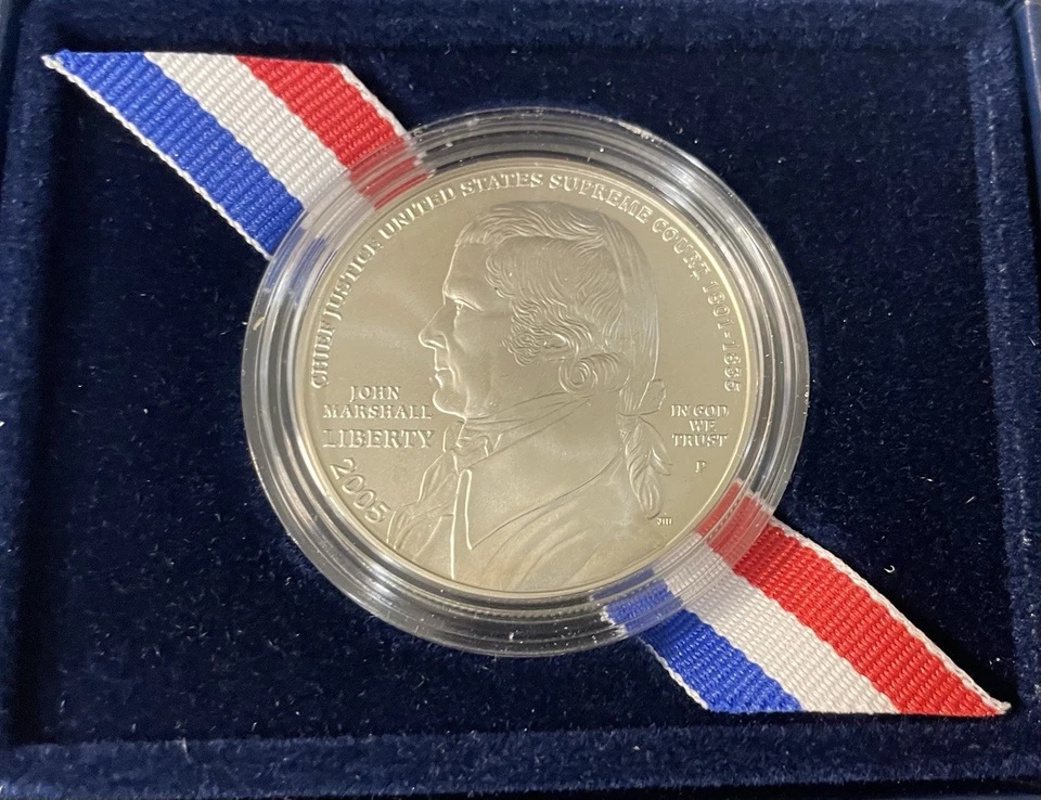 2005-P Chief Justice John Marshall 90% Silver Dollar PROOF Coin Box & COA - Image 4 of 4