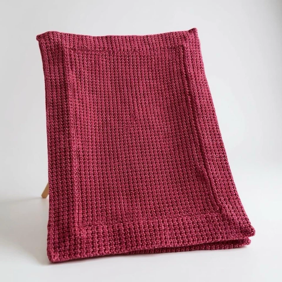 Placemats Set of 4 Wine Maroon Color 12x16” Cotton Knit - Image 2 of 4