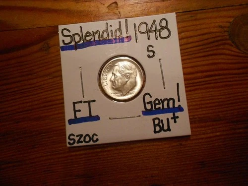 1948S Roosevelt Dime Gem BU+ SPLENDID!!! Full Torch!!! SWEEEEEEEET!!!!!