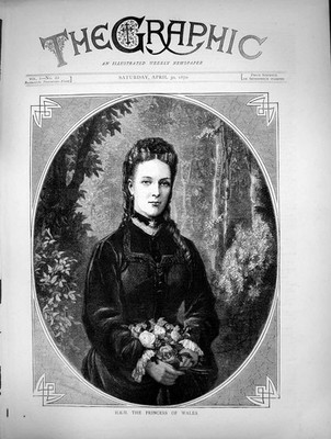 Original Old Antique Print Hrh Princess Wales Garden Posy Flowers 1870 19th