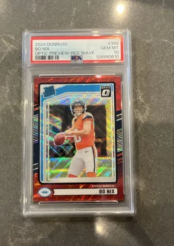 2024 Panini Donruss - Rated Rookie Bo Nix #369 Optic Preview Red Wave Prizm (RC)