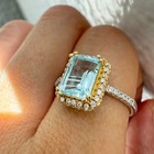 925 Sterling Silver Ring Blue 8x6mm Natural Topaz Gemstone Zircon Bridal Jewelry — photo 3