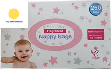 4 NAPPY BAGS FRAGRANCED 250 PACK - 250, White