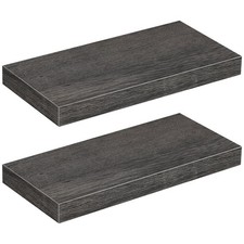 2 Pack 15.7 inch Floating Shelves for Wall Charcoal Gray Hanging Shelf Set