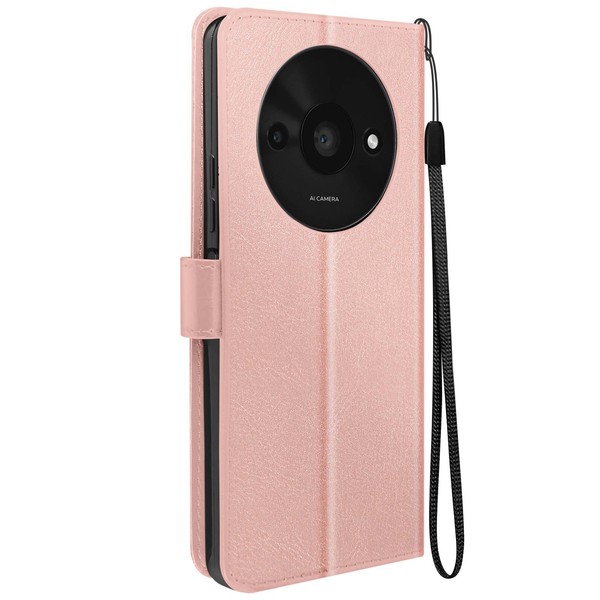 Mayaxess, Redmi A3 Wallet Case Standfunktion Mit Handschlaufe, Champagnerrosa-image
