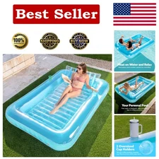 85" x 57" Extra Large Inflatable Tanning Pool Float with Pillow & Cup Holders