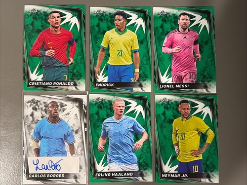 Lot Of 11 Leaf Soccer Cards Carlos Borges Auto Plus Base Of Ronaldo Messi Pele