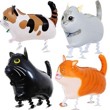 4 Pack Cat Walking Animal Balloons Kids Birthday Pet Theme Party Decorations