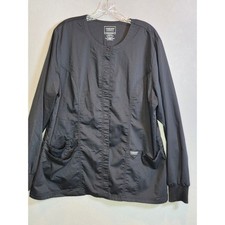 Cherokee Workwear Revolution Scrub Jacket Black XL Snap Front Stretch WW310