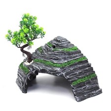 Reptile Box Shelter Terrarium Hideout Caves Turtle Ramp Basking Platform Habi...