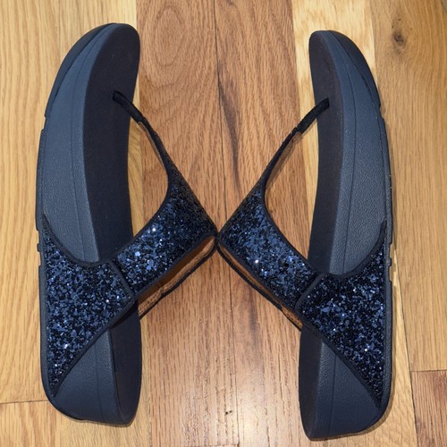 FitFlop Lulu Sequined Toe-Post Sandal Midnight Navy Size 9 EUR 341 NIB - Picture 4 of 7