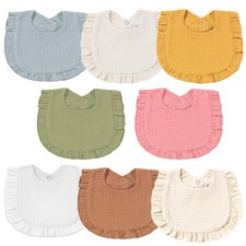 Duludulu Muslin Baby Bibs - Soft 100 Cotton Drool Bandana Bibs for Baby Girls,